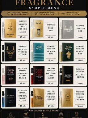 Fragrance Sample Menu - Assorted Designer Perfume Vials